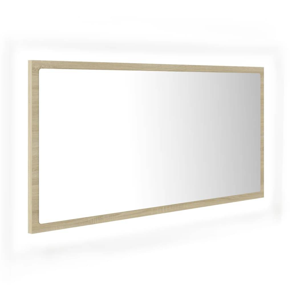 Helloshop26 - Miroir led de salle de bain 90 x 8,5 x 37 cm acrylique chêne - Imagen 1