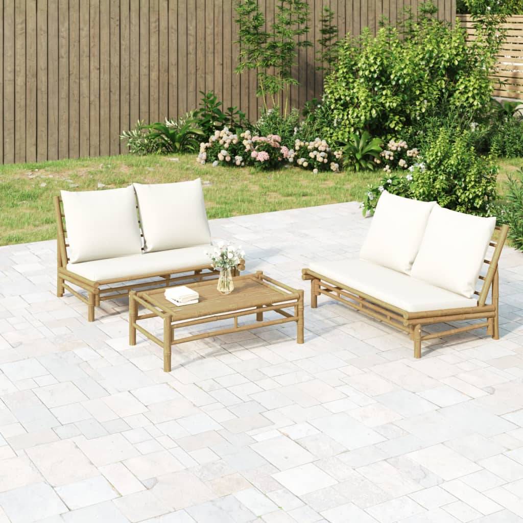 Vidaxl - Banc de jardin avec coussins blanc crème bambou vidaXL 363453 - Image 1