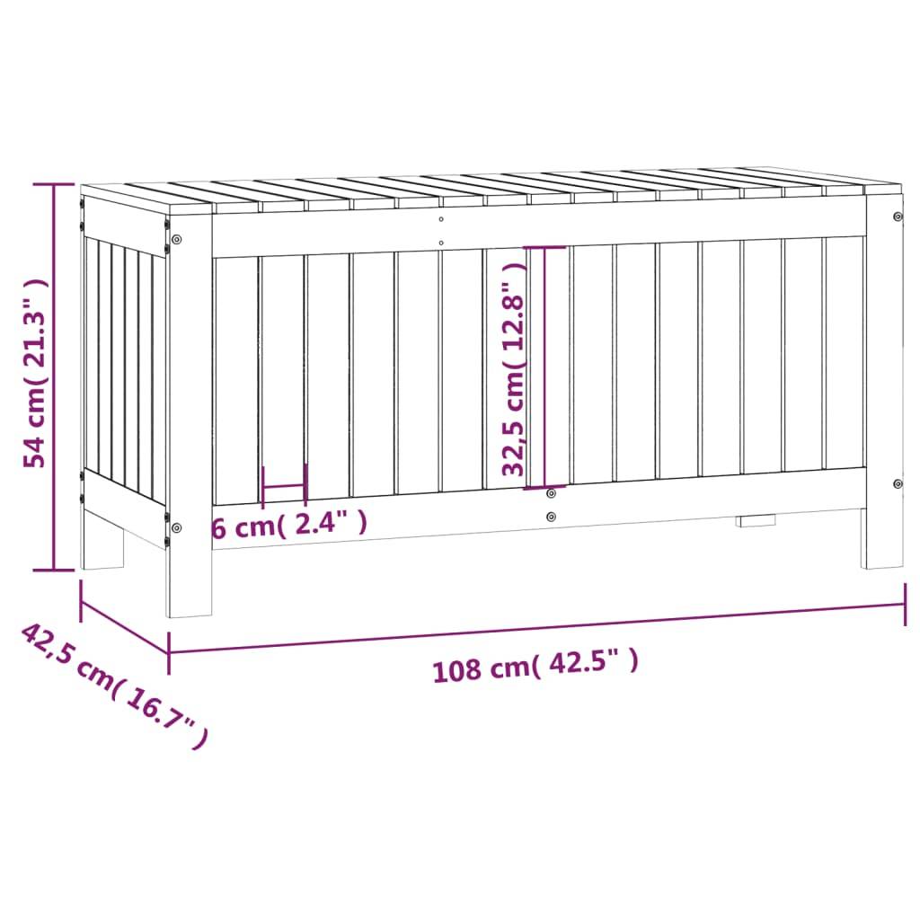 Helloshop26 - Coffre boîte meuble de jardin rangement 108 x 42,5 x 54cm bois massif pin noir - Imagen 6