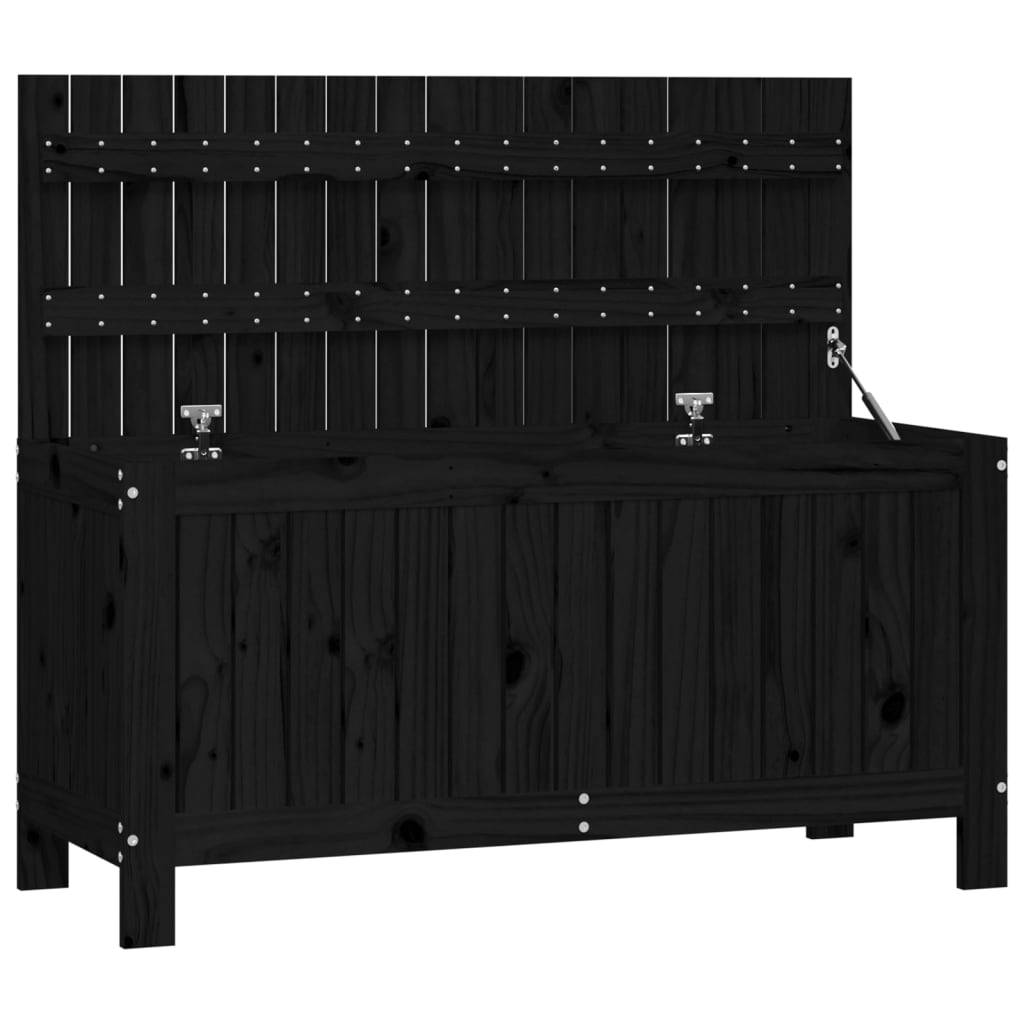 Helloshop26 - Coffre boîte meuble de jardin rangement 108 x 42,5 x 54cm bois massif pin noir - Imagen 1