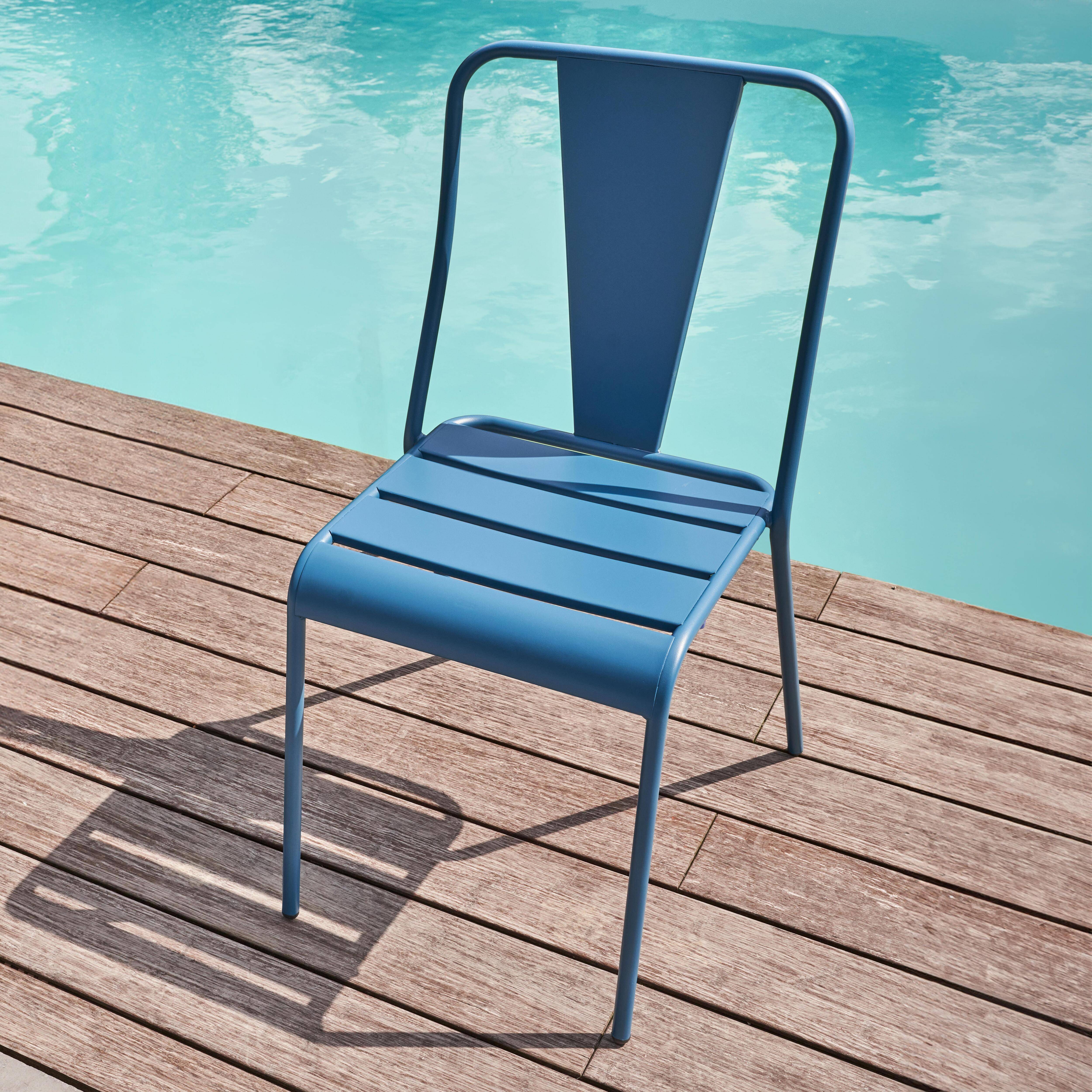 Oviala - Chaise de jardin en métal bleu pacific Dieppe - Oviala - Imagen 6