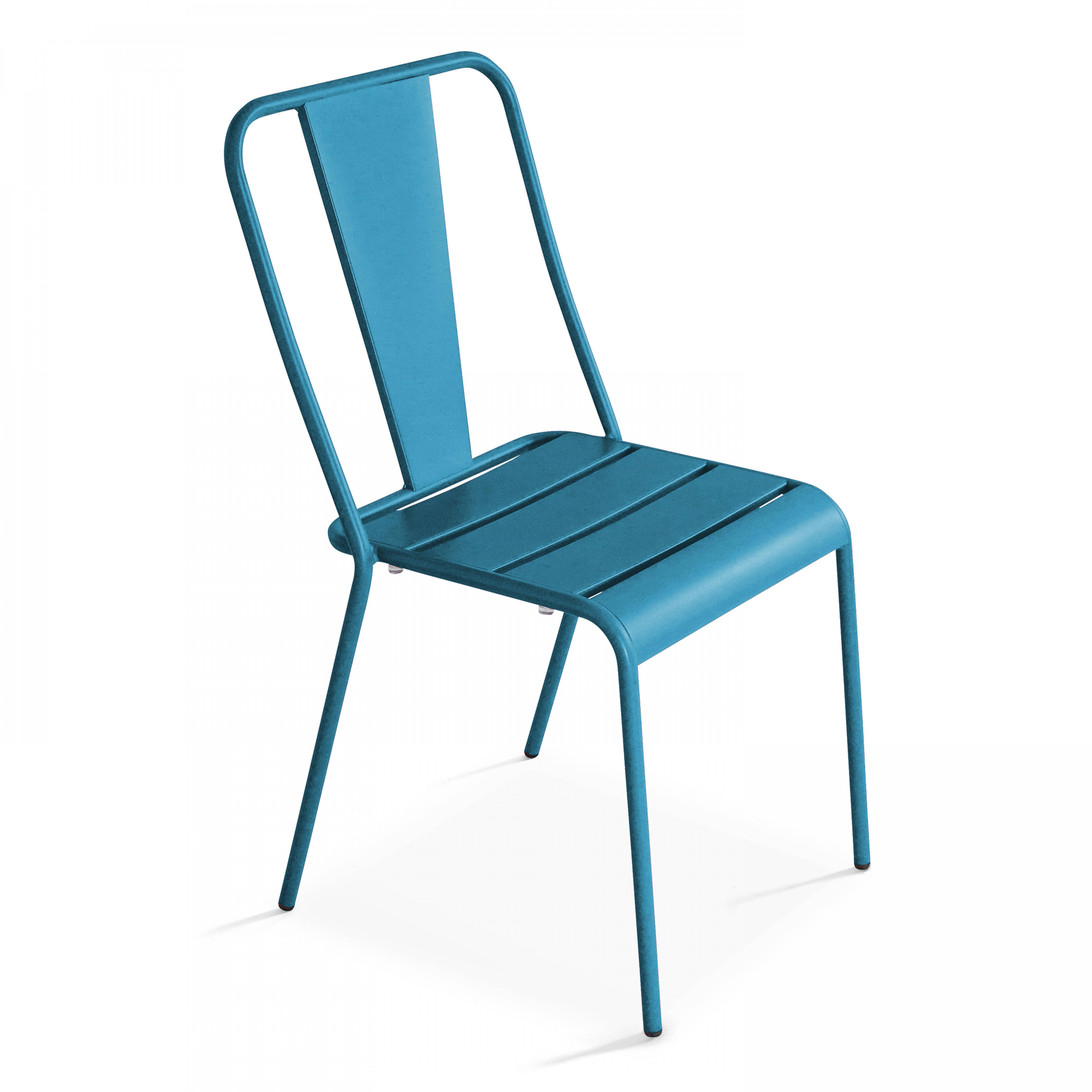 Oviala - Chaise de jardin en métal bleu pacific Dieppe - Oviala - Imagen 5
