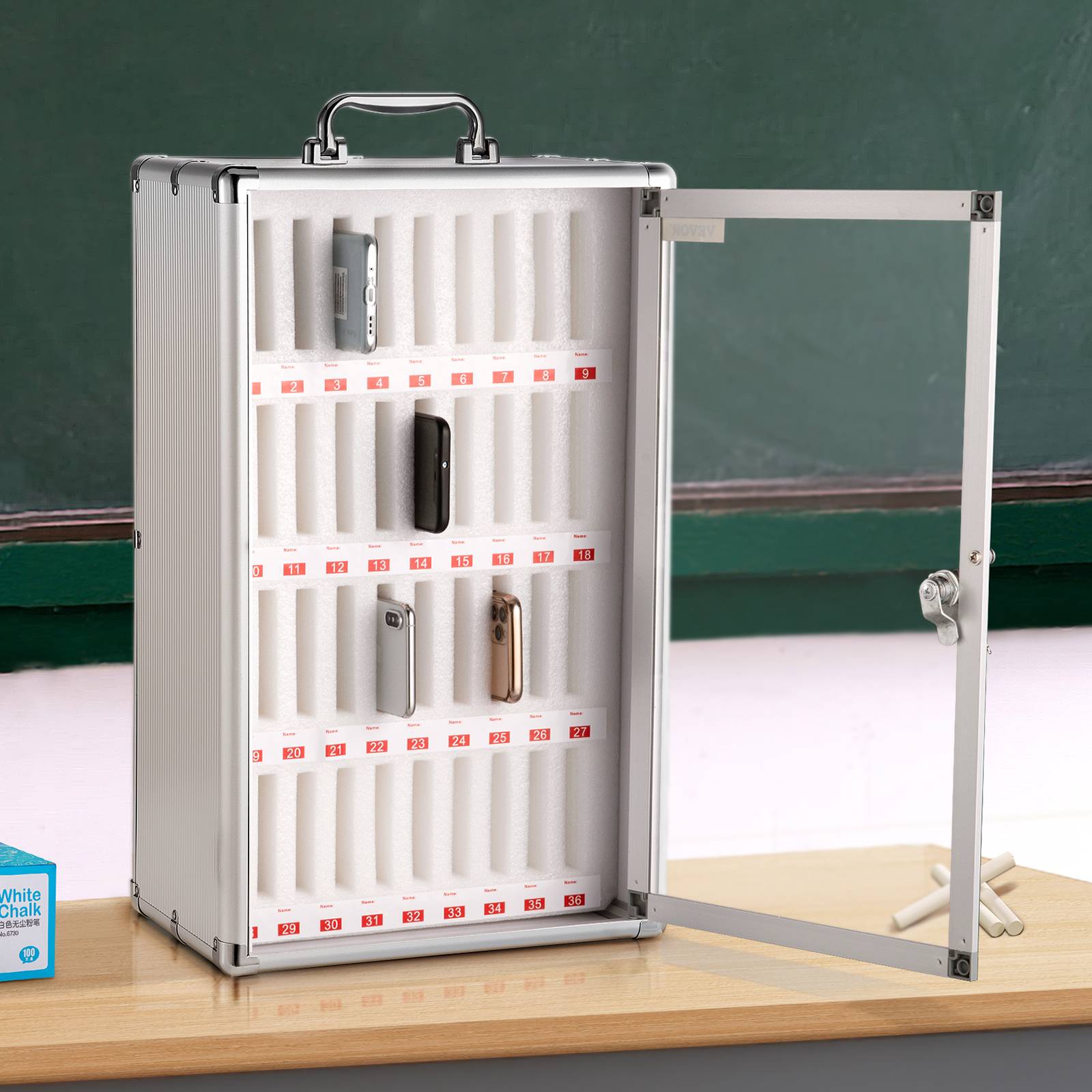 VEVOR Casier de Rangement Téléphone 36 Emplacements, Cabine Verrouillable en Alliage d'Aluminium. - Image 8