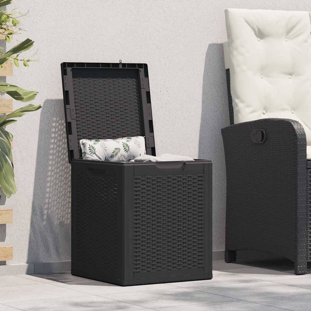 Coffre de Rangement Balcon 90L PP Aspect Rotin Anti-UV pour Extérieur Noir 43x44x51 cm – ComfortXL Outdoor Living - Image 1