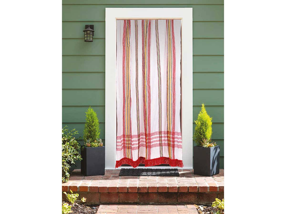 Morel - Rideau de porte moustiquaire en toile multicolore Rouge 140 x 225 cm - Morel