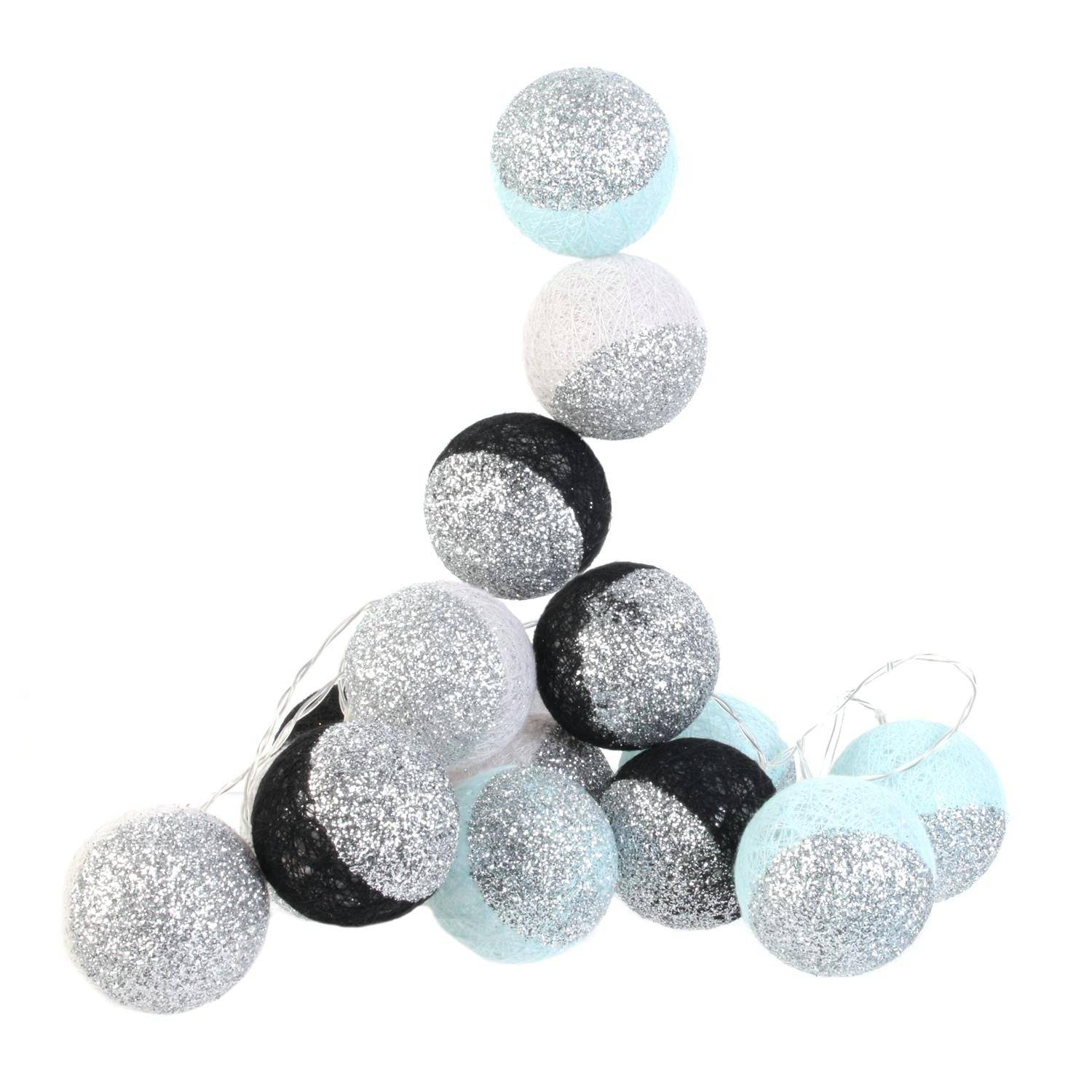 Entrepotbrico - GUIRLANDE BOULE 16LED NOIR BLEU GLITTER 6X300CM M8 - Image 1