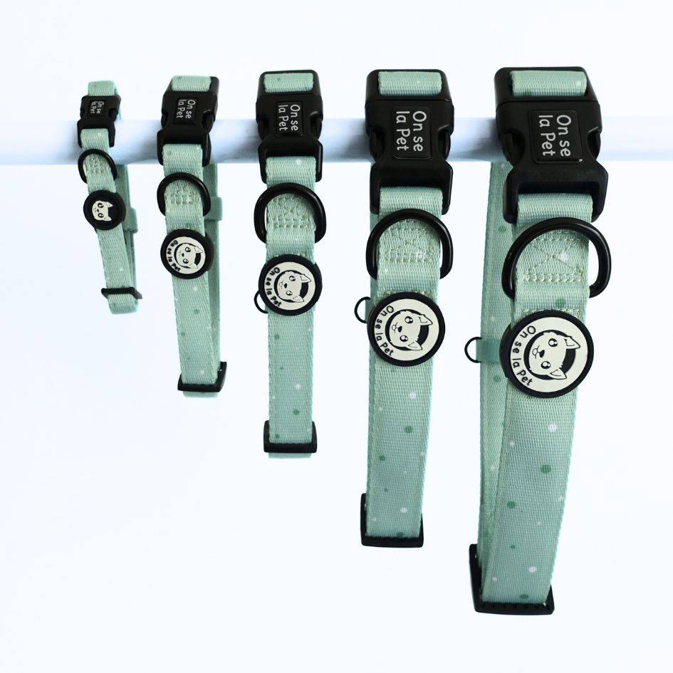 Collier réglable, rembourré et résistant - Vert Pastel – On se la Pet - Image 4