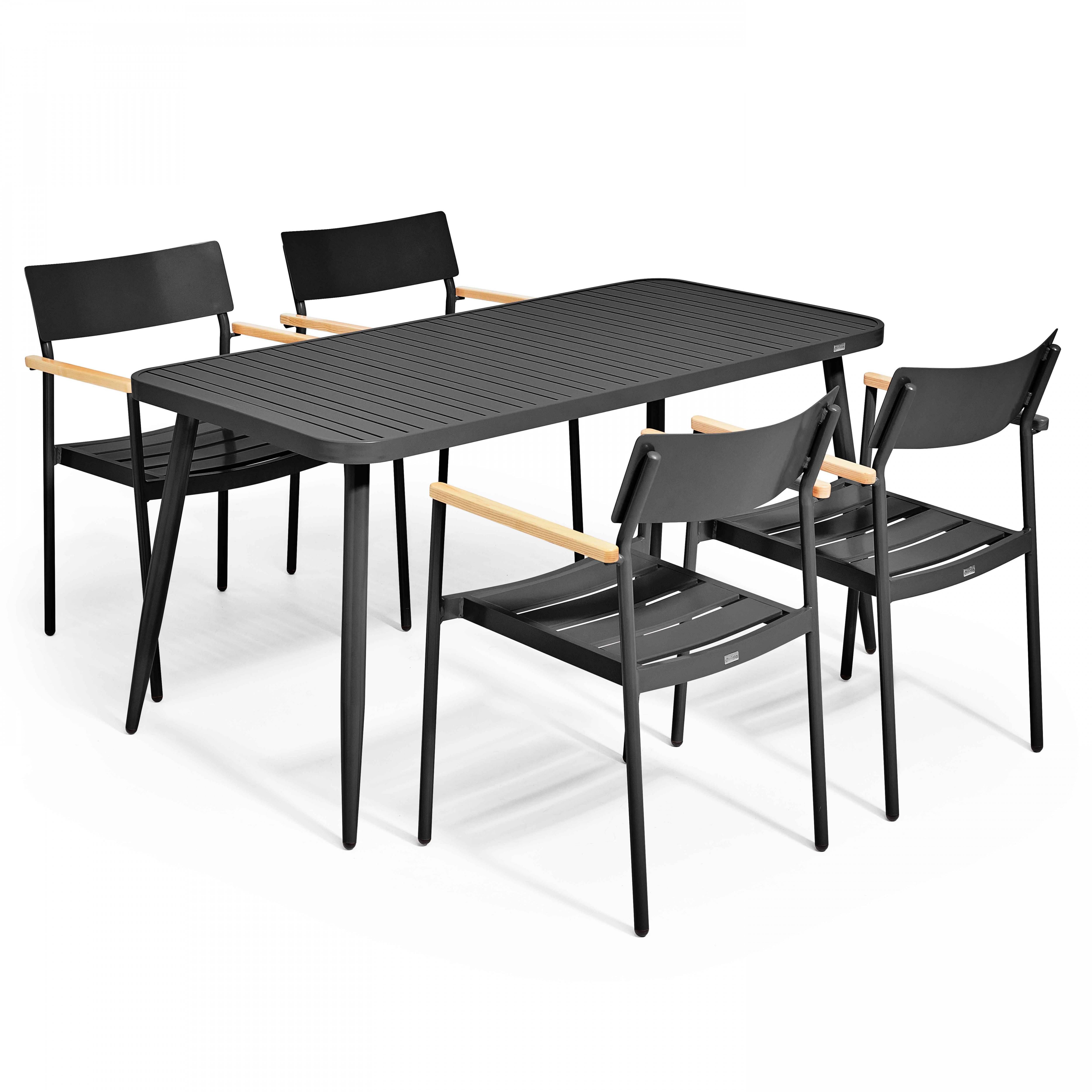 Oviala - Ensemble table de jardin et 4 fauteuils en aluminium noir Bristol - Oviala - Imagen 1