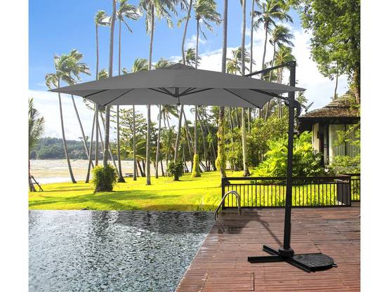Parasol Jardin Déporté "soleil" - Carré - 2.5 X 2.5 M - Gris + Housse De Protection -habitat Et Jardin - Image 2