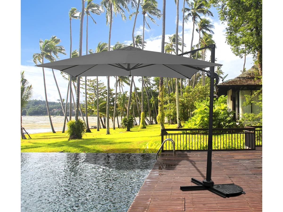 Parasol Jardin Déporté "soleil" - Carré - 2.5 X 2.5 M - Gris + Housse De Protection -habitat Et Jardin - Image 2