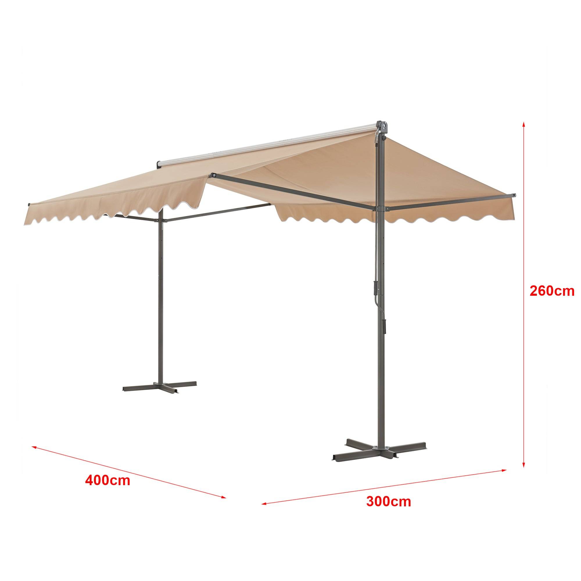 Helloshop26 - Store banne autoportant à double pente 400 x 300 x 260 cm sable - Imagen 2