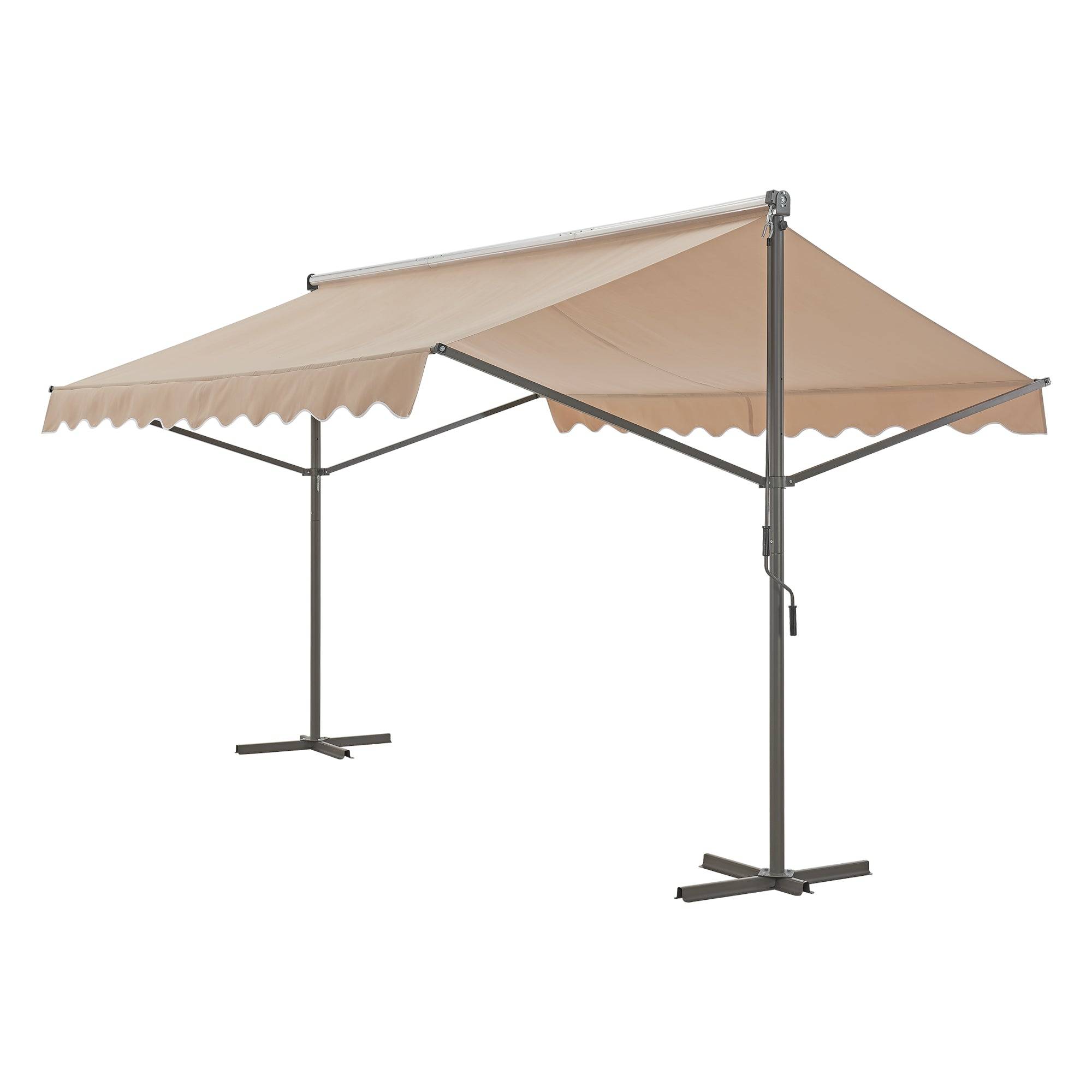 Helloshop26 - Store banne autoportant à double pente 400 x 300 x 260 cm sable - Imagen 1