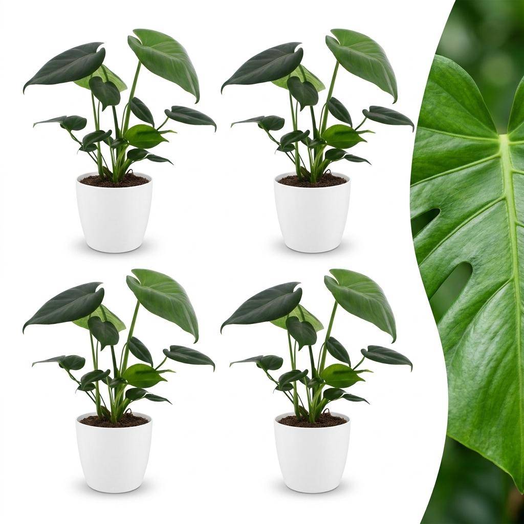 Monstera Deliciosa - Pot de 12cm - 4 plantes - Blanc - Plantes d'intérieur
