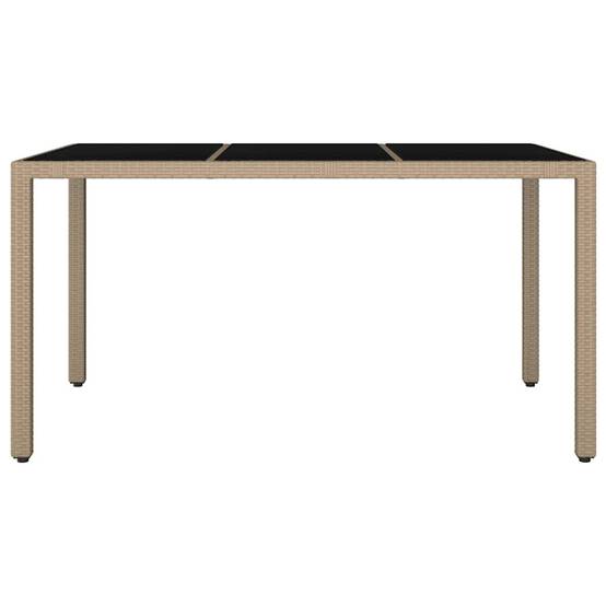 Table de jardin verre trempé et résine tressée beige 150 x 90 x 75 cm, Poids :22.6kg - PANGIVO - Image 3