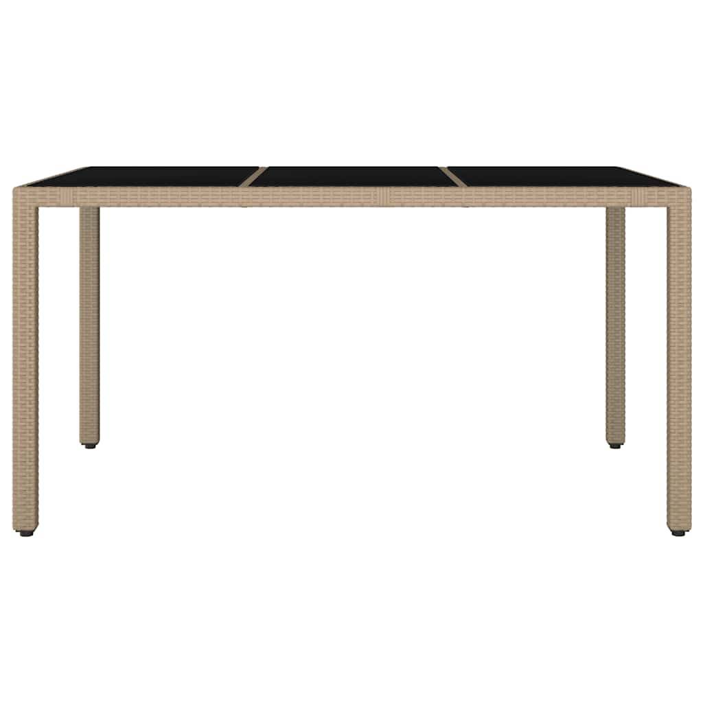 Table de jardin verre trempé et résine tressée beige 150 x 90 x 75 cm, Poids :22.6kg - PANGIVO - Image 3