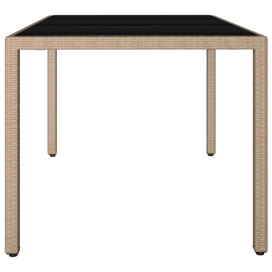 Table de jardin verre trempé et résine tressée beige 150 x 90 x 75 cm, Poids :22.6kg - PANGIVO - Image 4