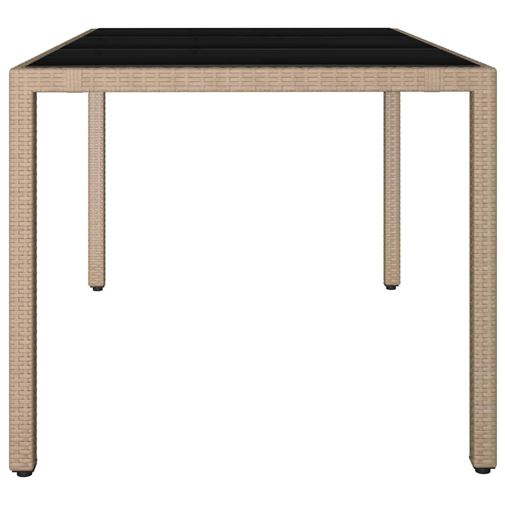 Table de jardin verre trempé et résine tressée beige 150 x 90 x 75 cm, Poids :22.6kg - PANGIVO - Image 4
