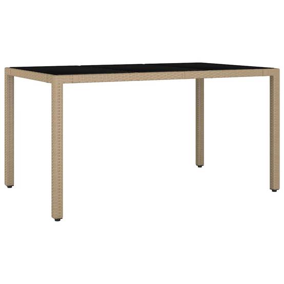 Table de jardin verre trempé et résine tressée beige 150 x 90 x 75 cm, Poids :22.6kg - PANGIVO - Image 2