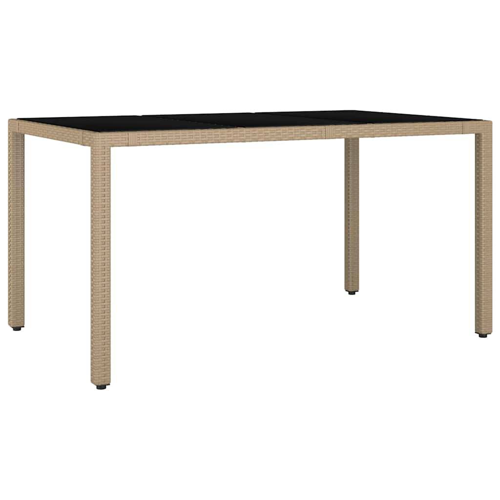 Table de jardin verre trempé et résine tressée beige 150 x 90 x 75 cm, Poids :22.6kg - PANGIVO - Image 2