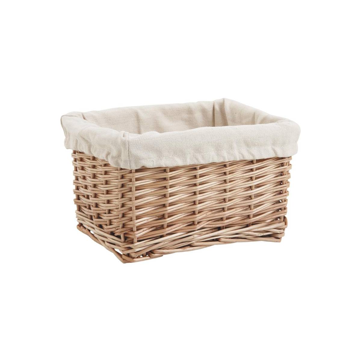 Aubry Gaspard - Corbeille rectangulaire en osier doublé coton 24 x 19 x 13 cm
