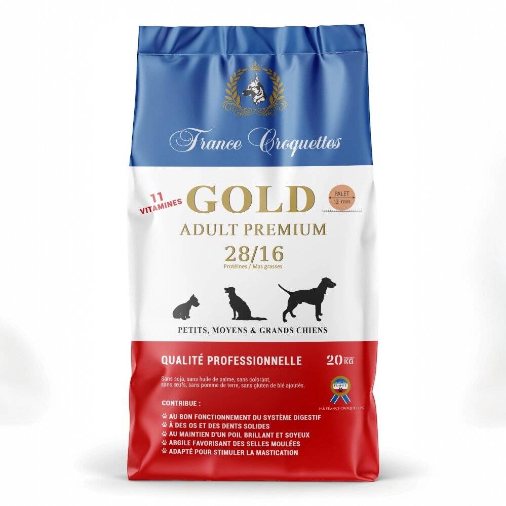 France Croquettes - france croquettes pour chien adulte toutes tailles gold adult premium 28/16 – 12kg – Adulte toutes races/tailles haute finition