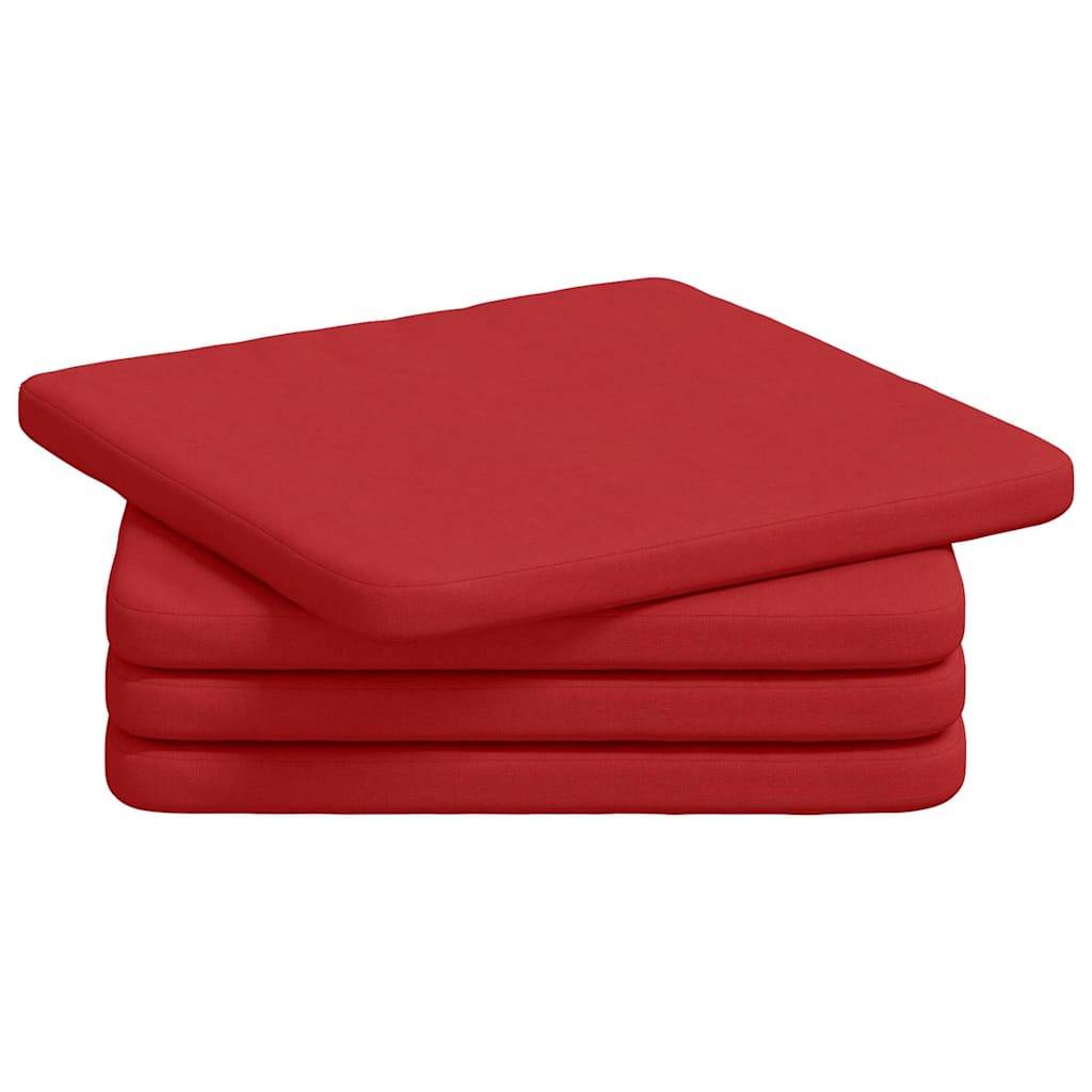 Galettes de Chaise Tissu Lot de 4 avec Attaches Amovibles pour Salon Rouge 40x40x3 cm – ComfortXL Outdoor Living - Image 2