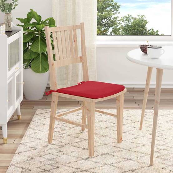 Galettes de Chaise Tissu Lot de 4 avec Attaches Amovibles pour Salon Rouge 40x40x3 cm – ComfortXL Outdoor Living - Image 4