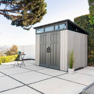 Habrita - Abri résine PEHD 6,45m2 - imitation bois grand volume + plancher - toit monopente Habrita - Image 2