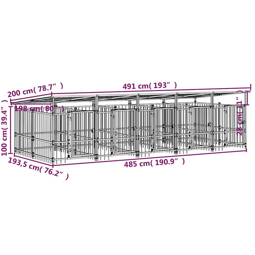 Vidaxl - Chenil d'extérieur avec toit pour chiens Acier 9,38 m² vidaXL 3124592 - Imagen 8