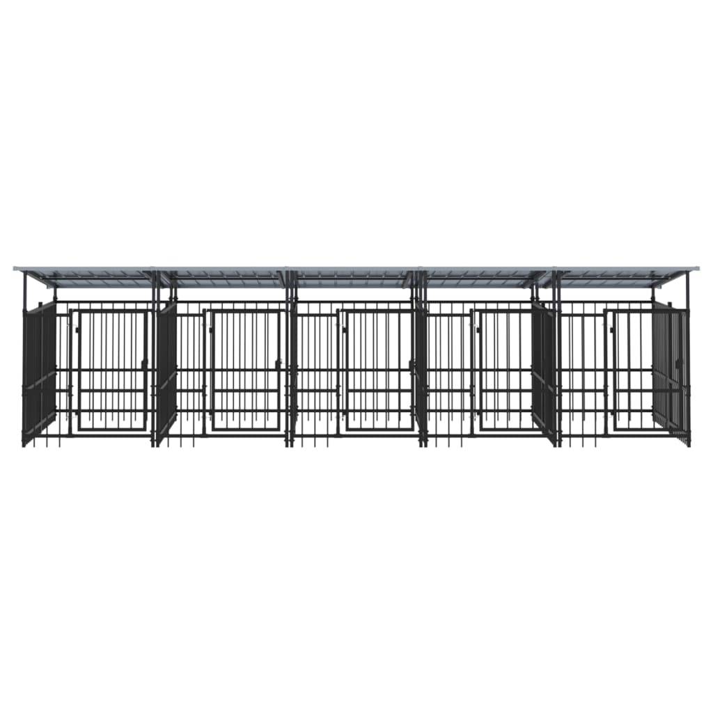 Vidaxl - Chenil d'extérieur avec toit pour chiens Acier 9,38 m² vidaXL 3124592 - Imagen 9
