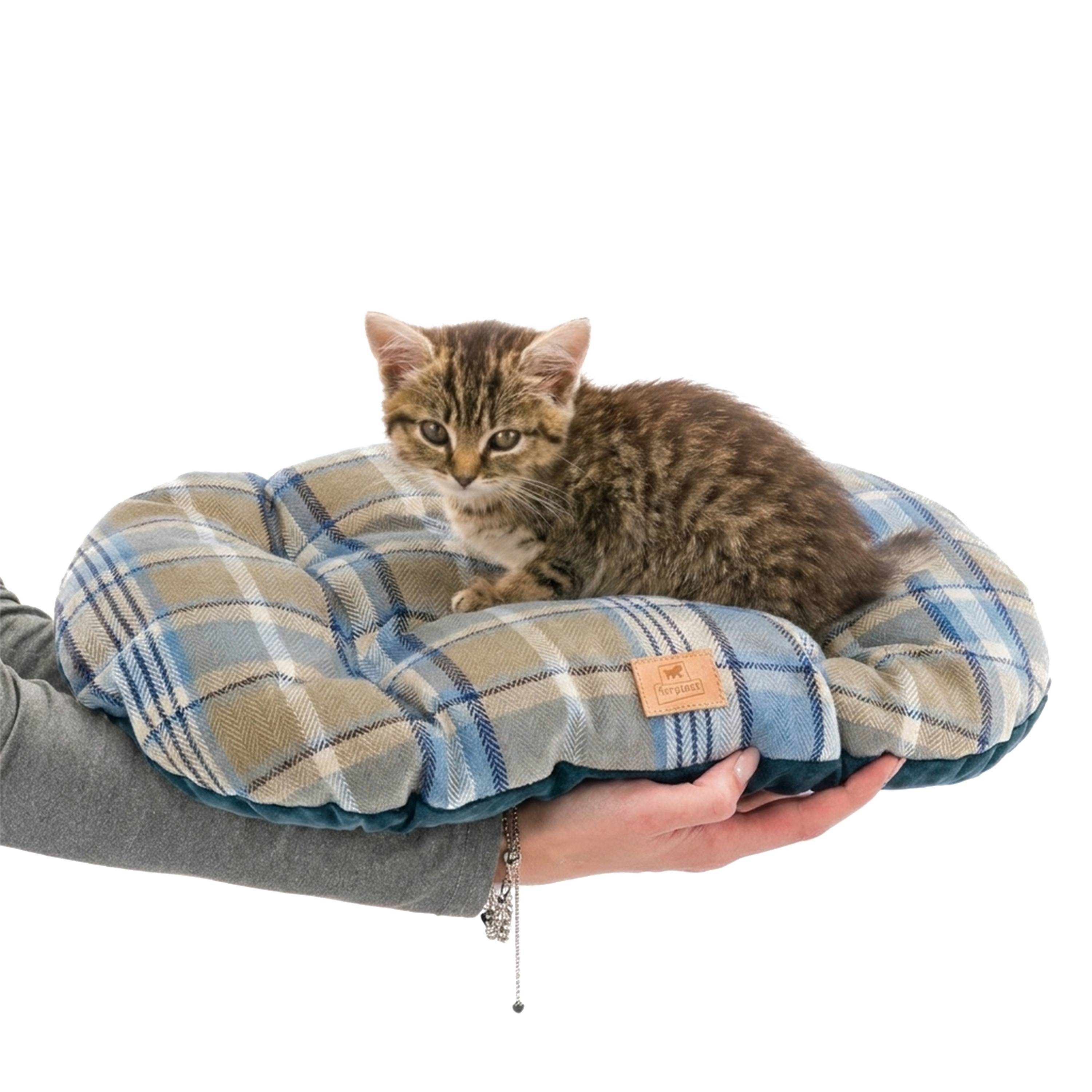 Ferplast - Coussin rembourré pour chiens et chats SCOTT 45/2, double-face, écossais, velours doux, lavable, Bleu - Imagen 6