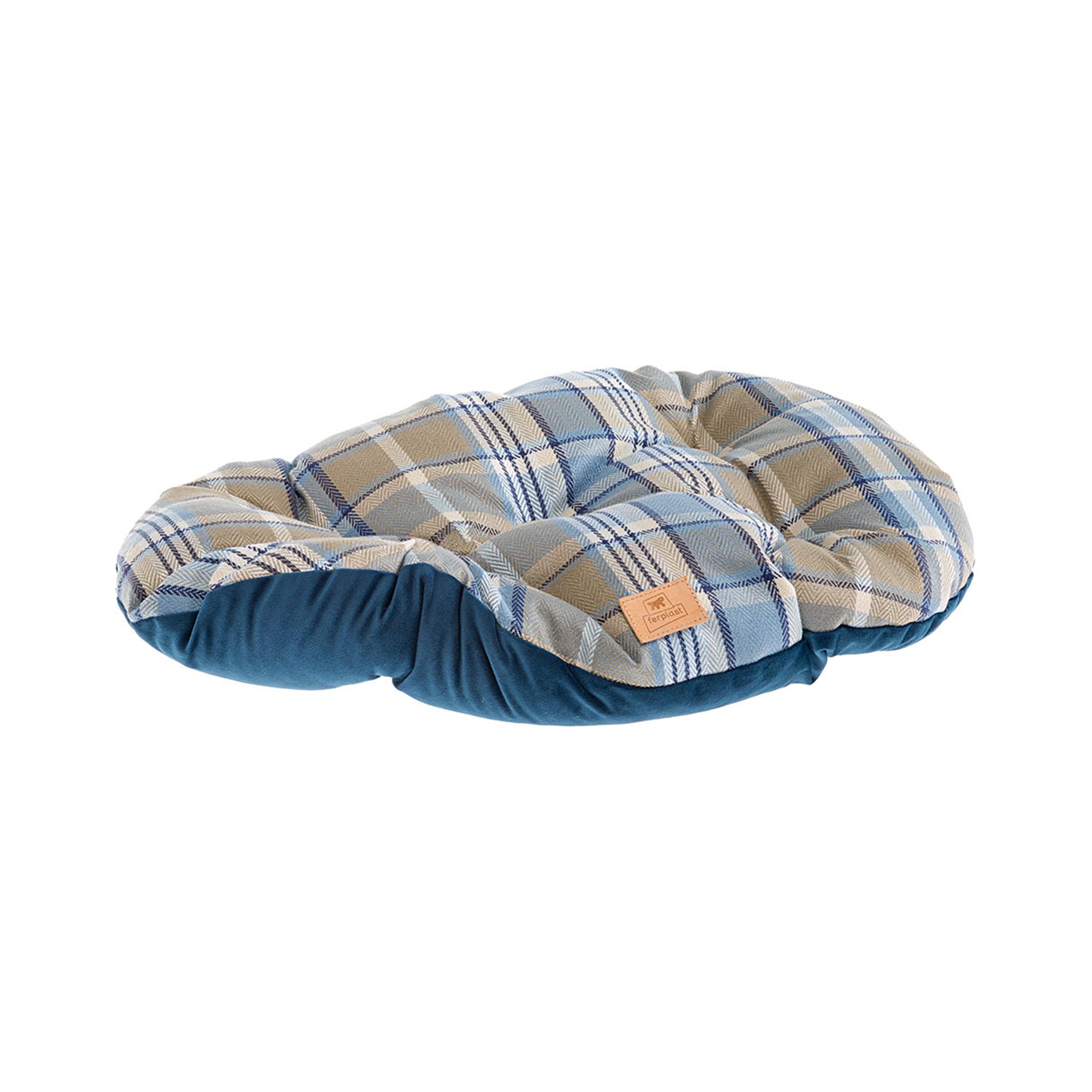 Ferplast - Coussin rembourré pour chiens et chats SCOTT 45/2, double-face, écossais, velours doux, lavable, Bleu - Imagen 7
