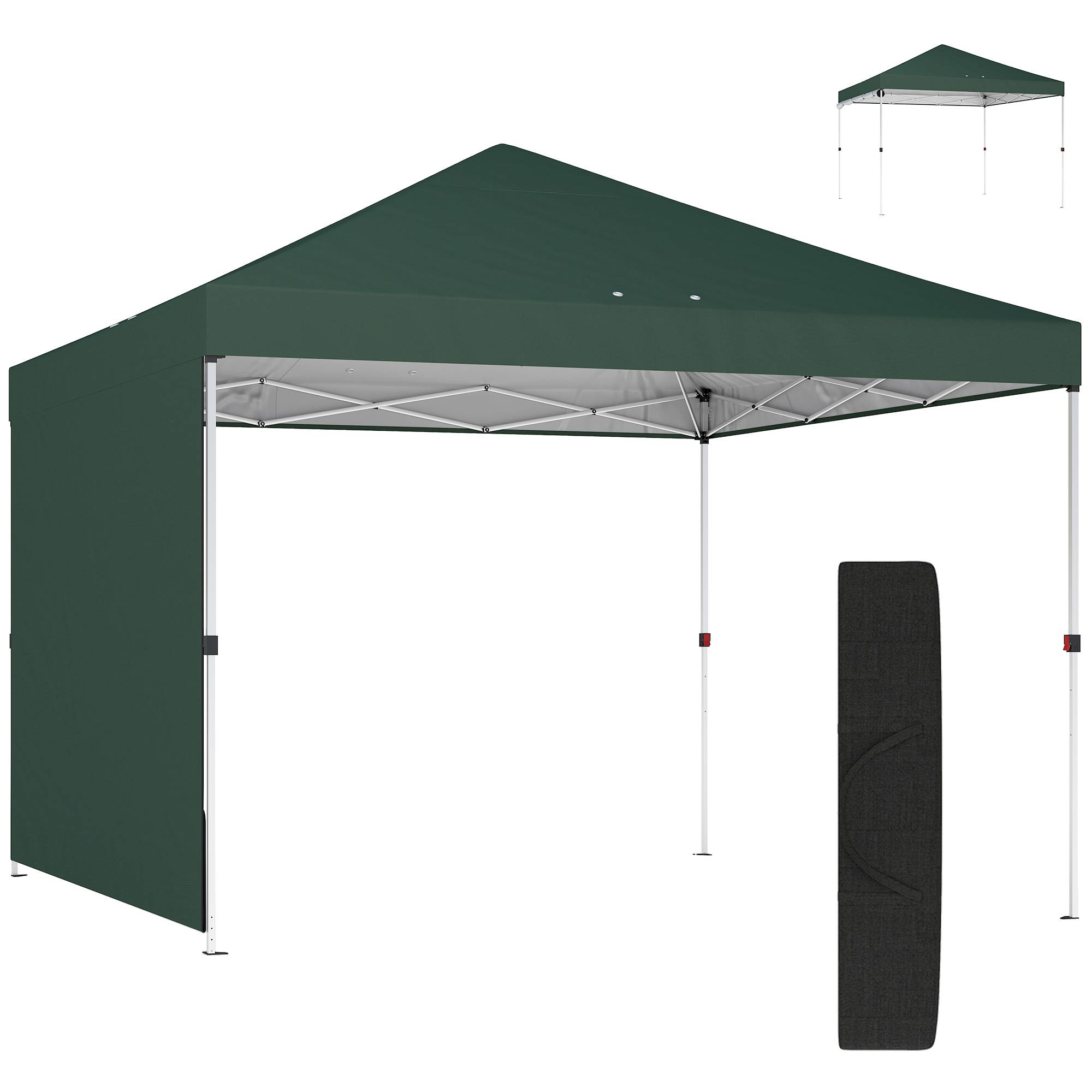 Sans Marque - Tente pliante pop-up 3x3m avec paroi latérale, protection UPF50+, hauteur réglable, poussoir central, sac de transport, verte - Image 1
