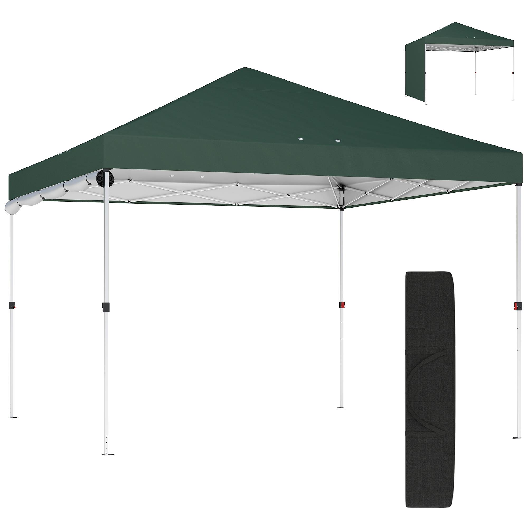 Sans Marque - Tente pliante pop-up 3x3m avec paroi latérale, protection UPF50+, hauteur réglable, poussoir central, sac de transport, verte - Image 2
