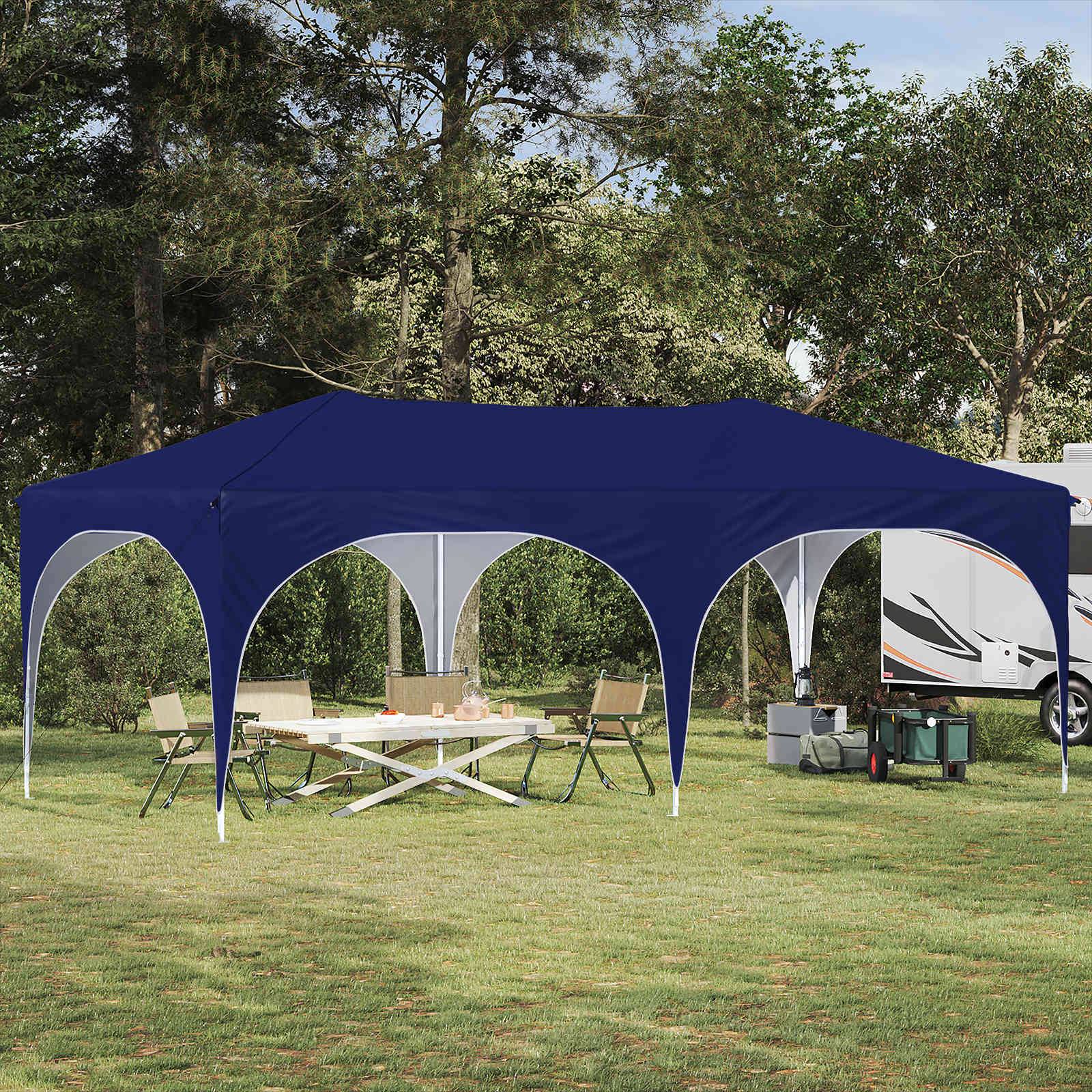 ComfortXL - Tente de réception pliante acier pour événements hauteur réglable 575x288cm bleu - ComfortXL Outdoor Living - Image 1