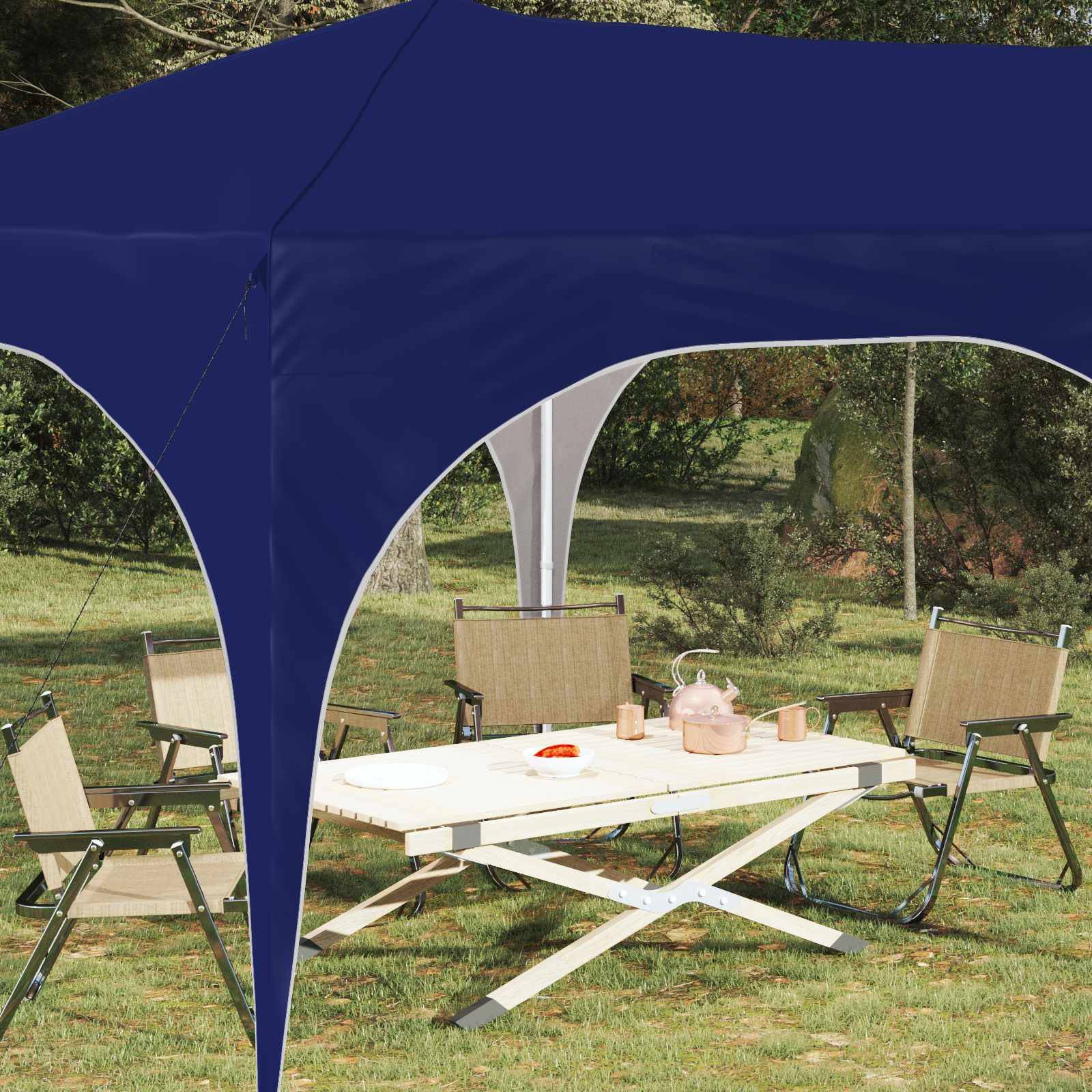 ComfortXL - Tente de réception pliante acier pour événements hauteur réglable 575x288cm bleu - ComfortXL Outdoor Living - Image 3