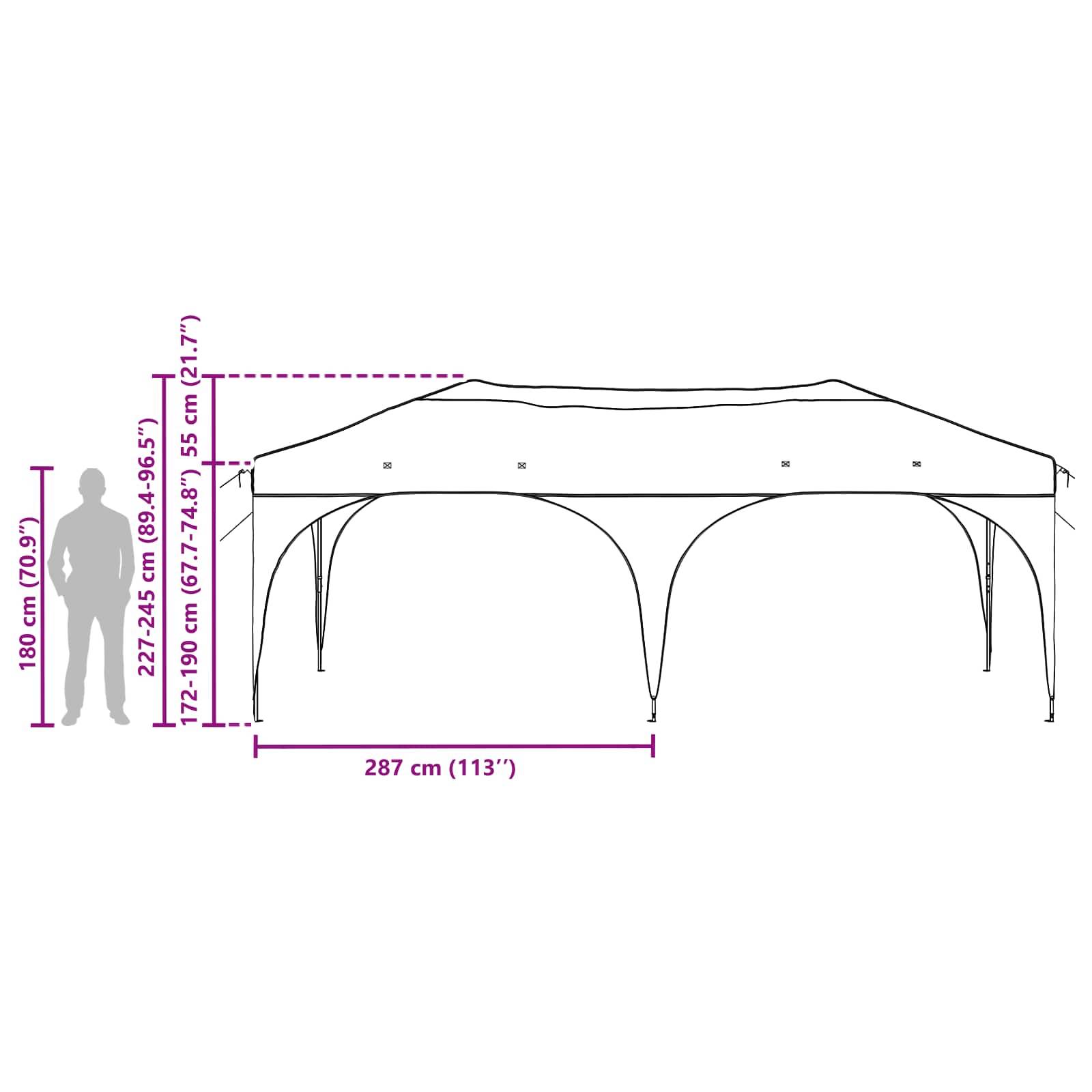 ComfortXL - Tente de réception pliante acier pour événements hauteur réglable 575x288cm bleu - ComfortXL Outdoor Living - Image 10