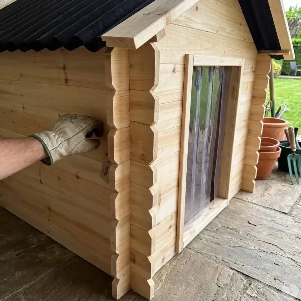 Niche en bois d'épicéa chalet madrier - Taille L - Toit PVC - Image 6