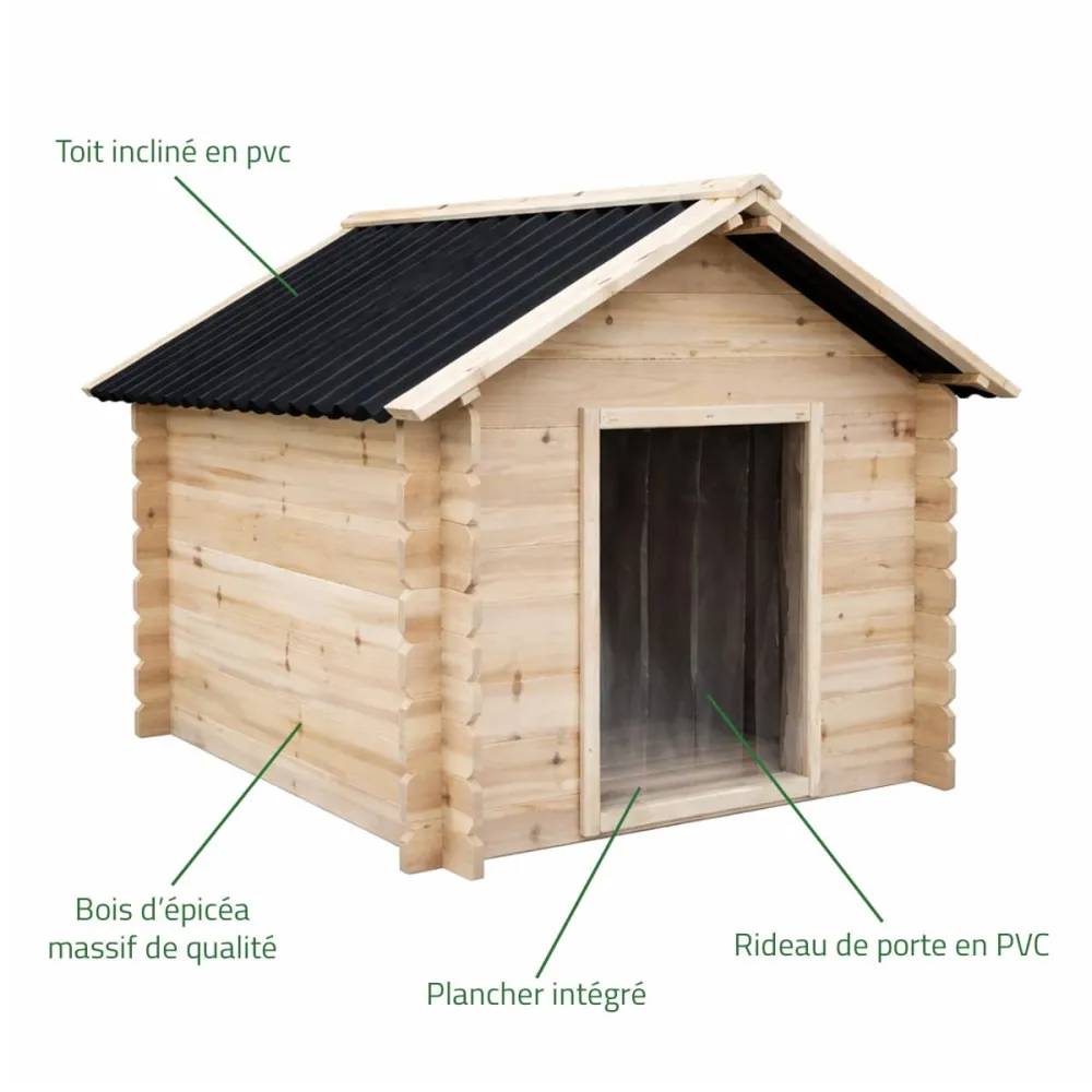 Niche en bois d'épicéa chalet madrier - Taille L - Toit PVC - Image 3