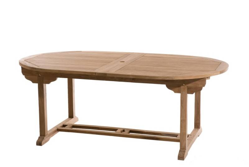 Macabane - FUN - Table de jardin ovale double ext. 200/300*120 cm en bois Teck - Imagen 1