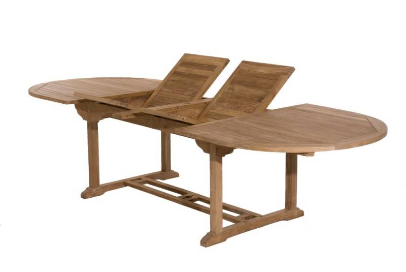 Macabane - FUN - Table de jardin ovale double ext. 200/300*120 cm en bois Teck - Imagen 3
