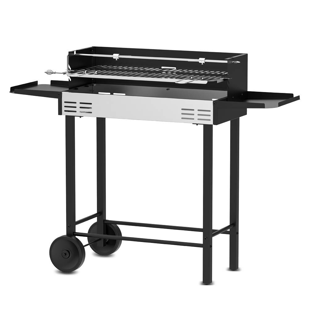Elem Garden Technic - Barbecue charbon de bois avec roues et broche, surface de cuisson 68x33cm - Image 1