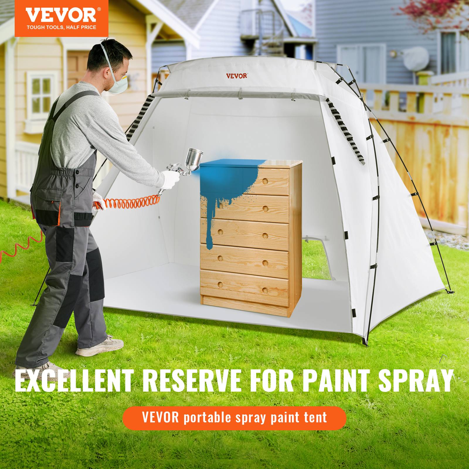 Vevor - VEVOR Abri peinture portable 228x158x158 cm, Oxford 210D. Film jetable. - Image 2