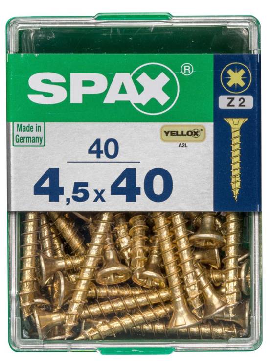 Spax - Lot de 40 vis acier tête fraisée pozidriv SPAX, Diam.4.5 mm x L.40 mm - Image 4