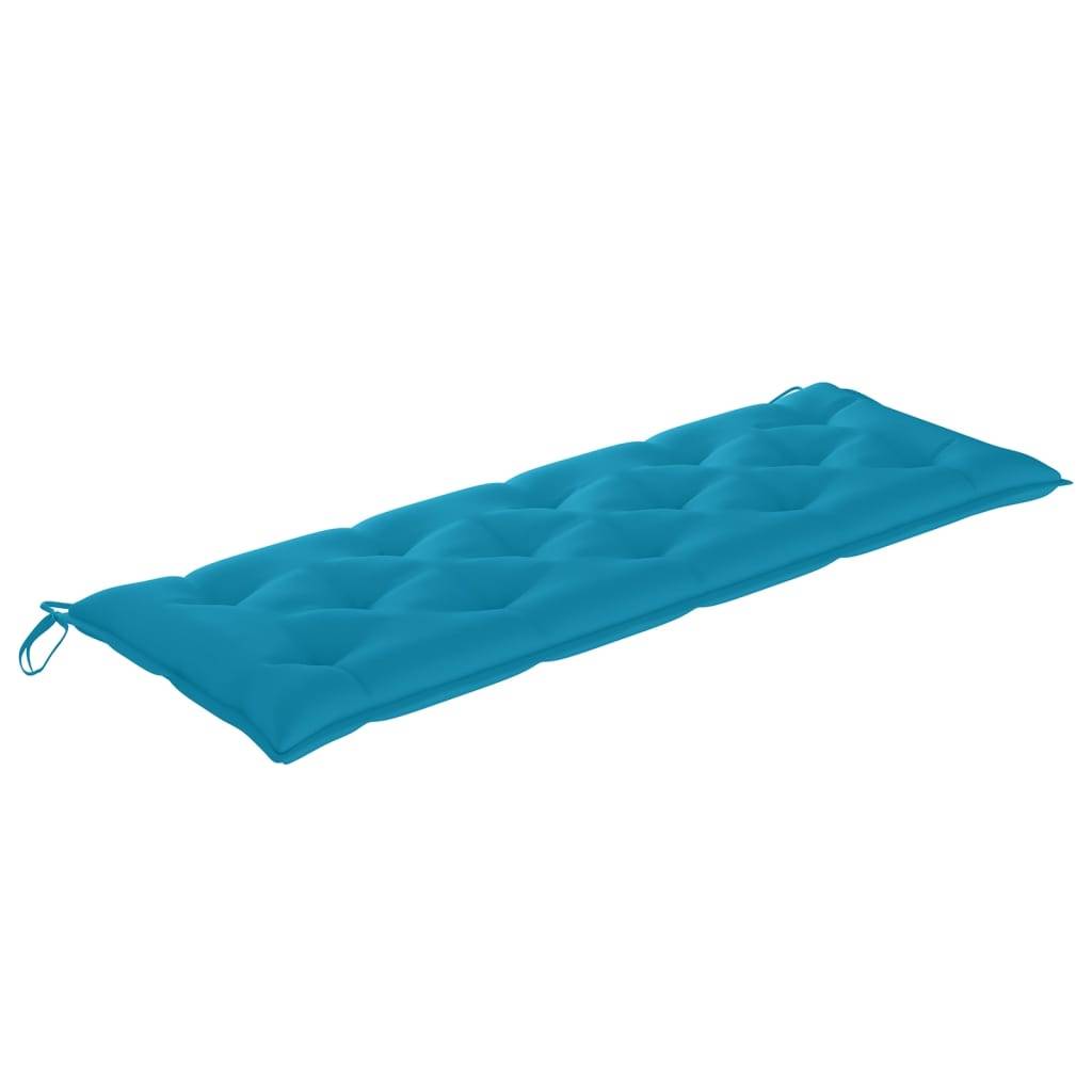 Helloshop26 - Banc de jardin meuble de patio d'extérieur terrasse avec coussin bleu clair 150 cm bois de teck massif - Imagen 3