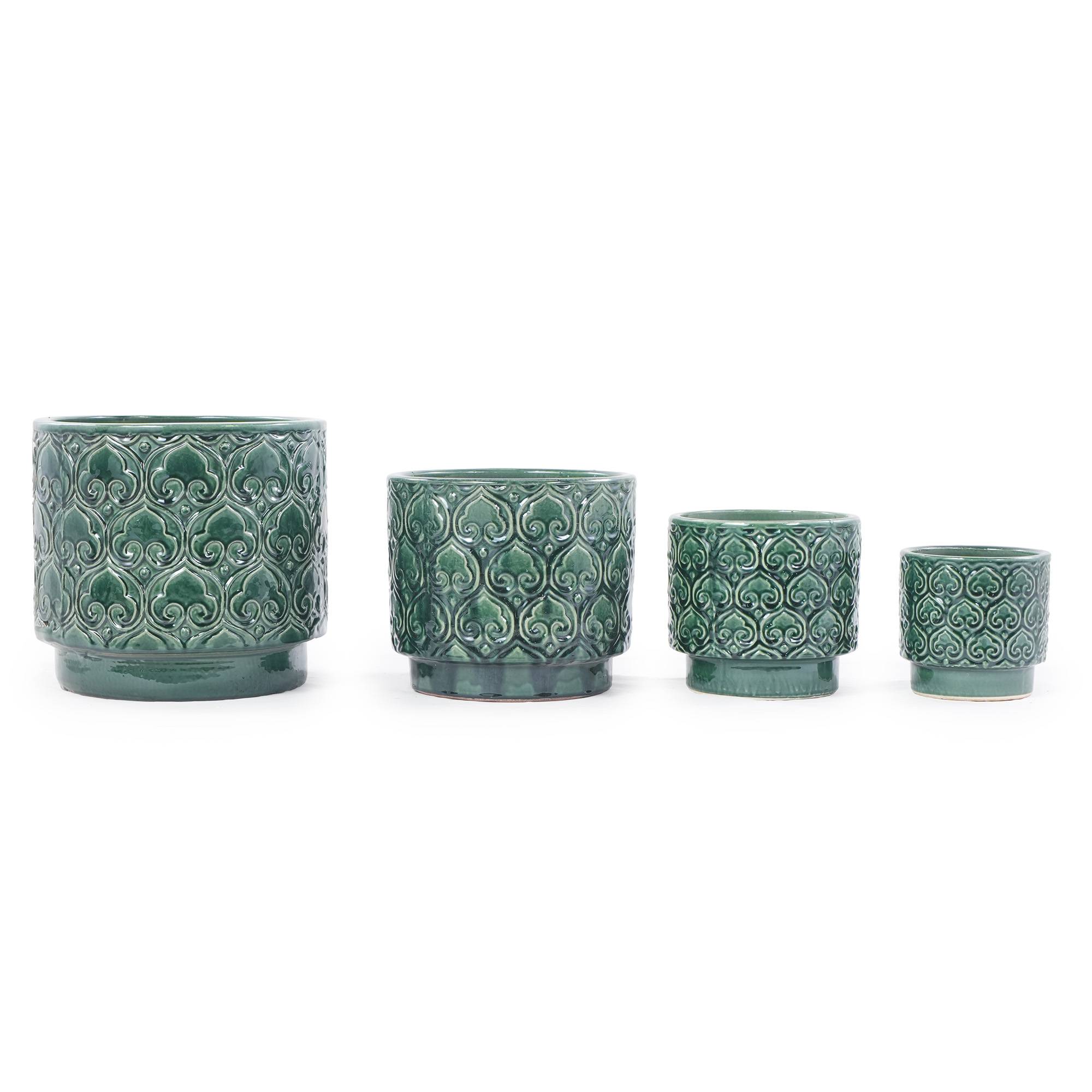 ComfortXL - Pot de fleurs céramique Ø38 cm vert brillant intérieur extérieur drainage - ComfortXL Outdoor Living - Image 8
