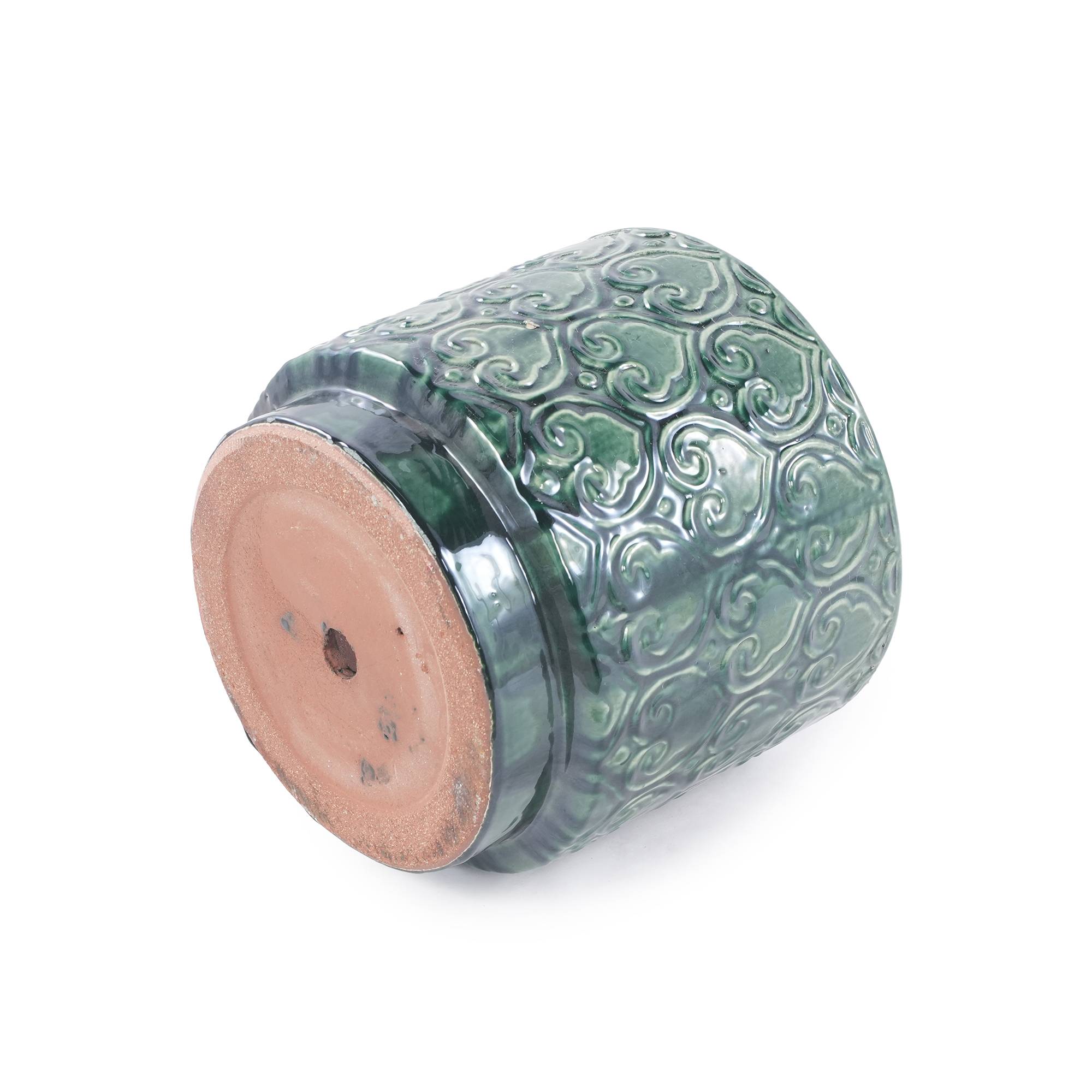 ComfortXL - Pot de fleurs céramique Ø38 cm vert brillant intérieur extérieur drainage - ComfortXL Outdoor Living - Image 3