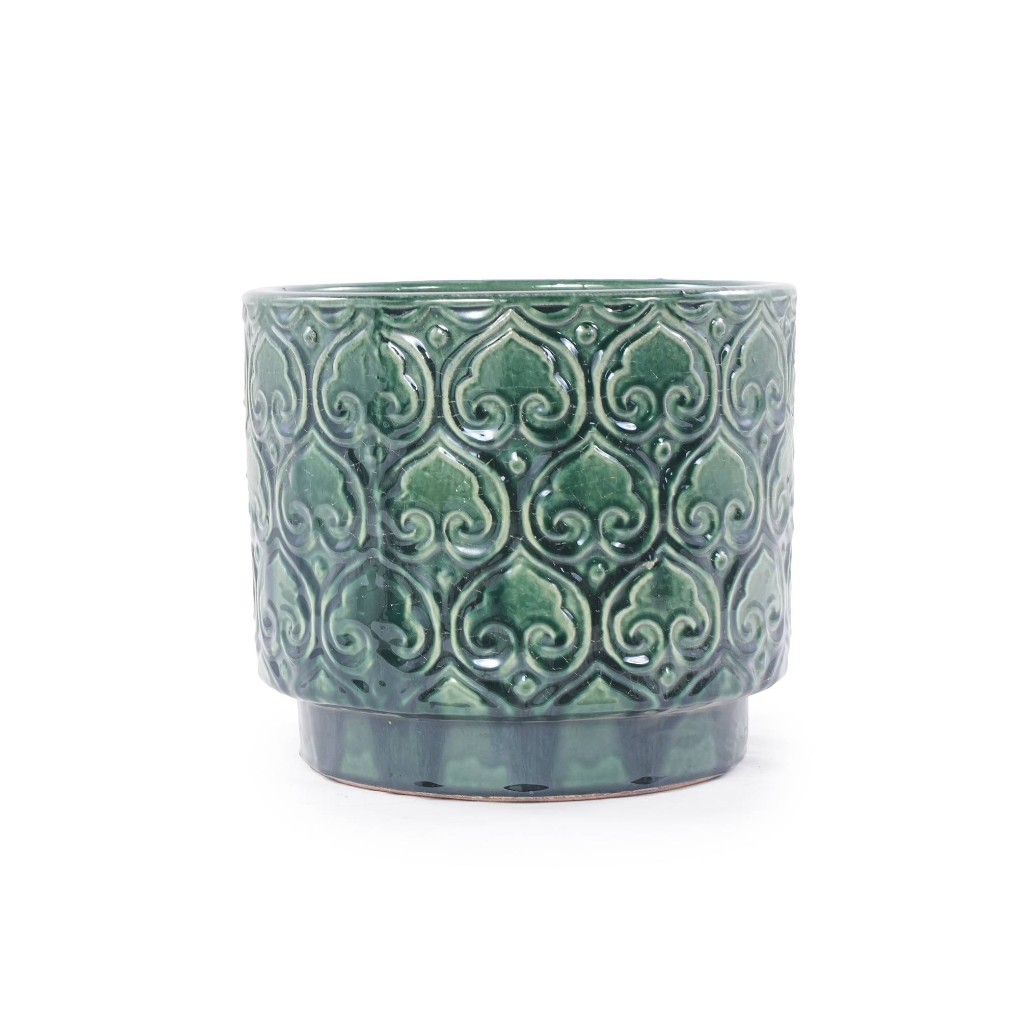 ComfortXL - Pot de fleurs céramique Ø38 cm vert brillant intérieur extérieur drainage - ComfortXL Outdoor Living - Image 9
