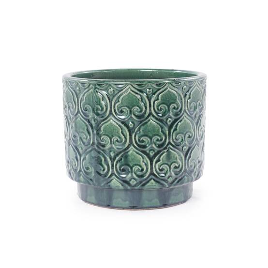 ComfortXL - Pot de fleurs céramique Ø38 cm vert brillant intérieur extérieur drainage - ComfortXL Outdoor Living - Image 1