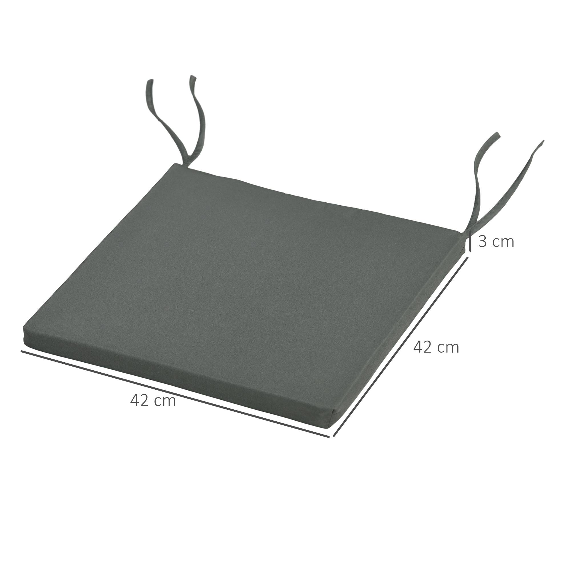 Lot de 6 coussins chaise extérieur tissu polyester forme carrée sangles 42x42cm gris - ComfortXL Outdoor Living - Image 5